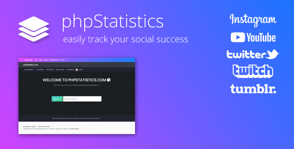 phpStatistics v1.6.2 - Instagram, Twitter, Twitch ve YouTube için Sosyal İzleme Script İndir