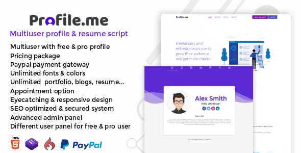 Profile.me v1.0 - Kullanıcılı Profil ve Özgeçmiş Script İndir